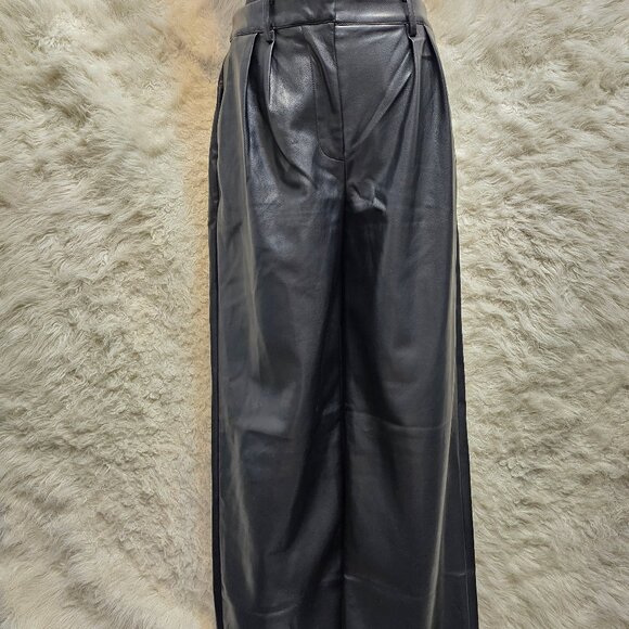 Worhtington x Jason Bolden Women's Black Faux Leather Trouser Pants Size 6 - Picture 1 of 10